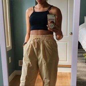 Vintage yellow tie up trousers